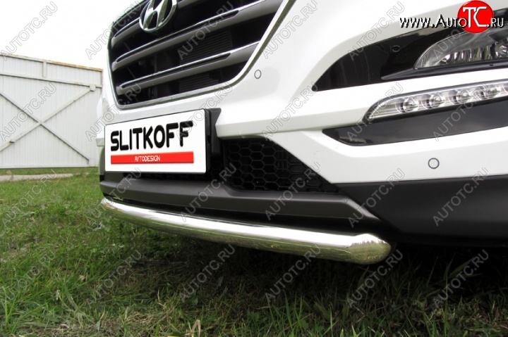 14 449 р. Одинарная защита переднего бампера диаметром 57 мм Slitkoff Hyundai Tucson TL дорестайлинг (2015-2018) (Нержавейка, Полированная)  с доставкой в г. Майкоп