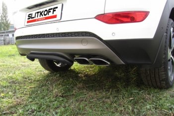 Защита заднего бампера из трубы d42 Slitkoff (скоба) Hyundai Tucson  TL (2015-2018) дорестайлинг