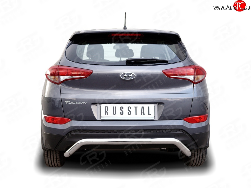 15 349 р. Защита заднего бампера (Ø63 мм волна короткая, нержавейка) SLITKOFF Hyundai Tucson TL дорестайлинг (2015-2018)  с доставкой в г. Майкоп