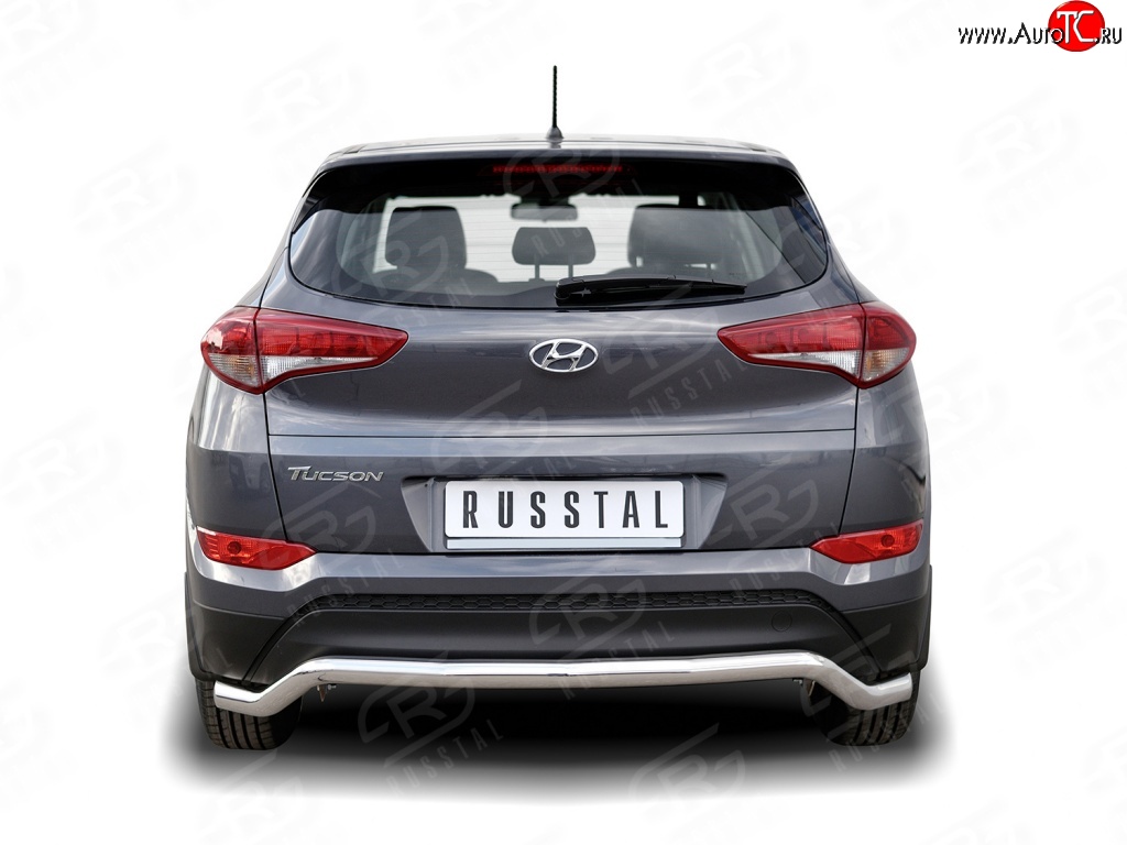15 999 р. Защита заднего бампера (Ø63 мм волна, нержавейка) SLITKOFF Hyundai Tucson TL дорестайлинг (2015-2018)  с доставкой в г. Майкоп
