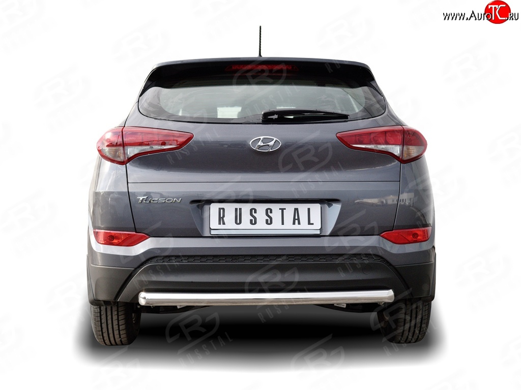 13 899 р. Защита заднего бампера (Ø63 мм короткая, нержавейка) SLITKOFF Hyundai Tucson TL дорестайлинг (2015-2018)  с доставкой в г. Майкоп