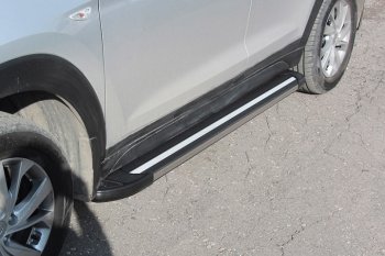10 699 р. Алюминиевые пороги для ног Slitkoff (Luxe) Hyundai Tucson TL рестайлинг (2018-2021) (Серебристые)  с доставкой в г. Майкоп. Увеличить фотографию 2