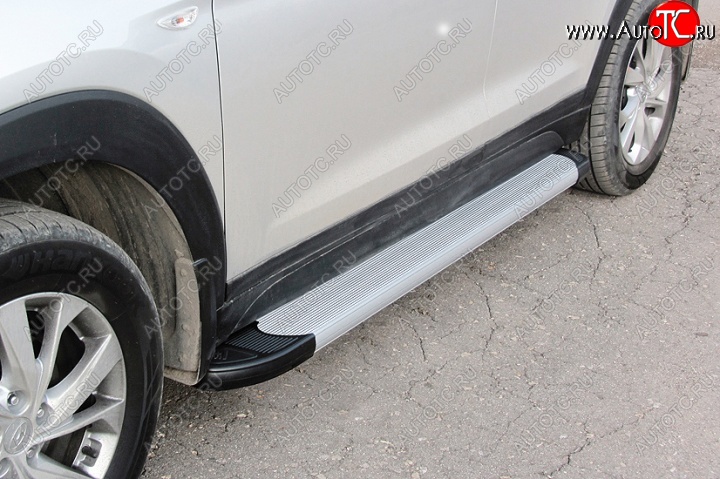 13 349 р. Алюминиевые пороги для ног Slitkoff (optima) Hyundai Tucson TL рестайлинг (2018-2021) (Серебристые)  с доставкой в г. Майкоп