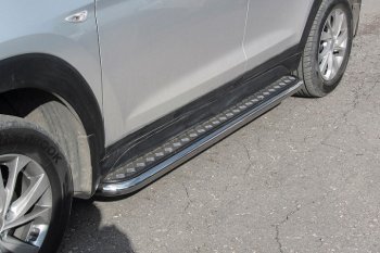 18 599 р. Защита порогов d57 Slitkoff (с листом)  Hyundai Tucson  TL (2018-2021) рестайлинг  с доставкой в г. Майкоп. Увеличить фотографию 2