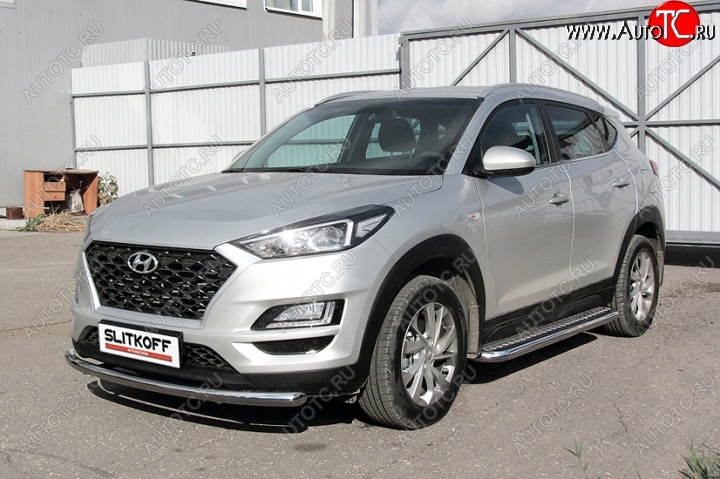 18 599 р. Защита порогов d57 Slitkoff (с листом)  Hyundai Tucson  TL (2018-2021) рестайлинг  с доставкой в г. Майкоп