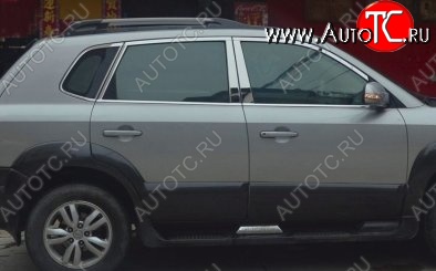6 899 р. Накладки на верхнюю часть по периметру окон боковых дверей СТ Hyundai Tucson JM (2004-2010) (Неокрашенные)  с доставкой в г. Майкоп