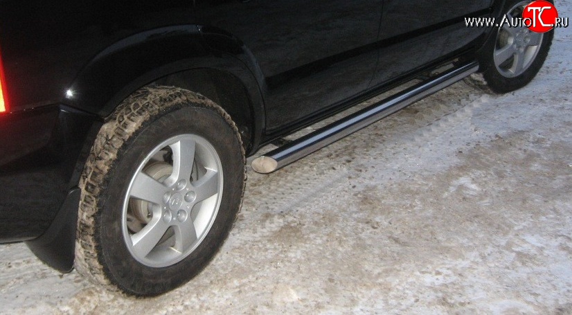 77 999 р. Защита порогов из круглой трубы диаметром 76 мм Russtal Hyundai Tucson JM (2004-2010) (Защита порогов с со скосами на торцах (вариант 1))  с доставкой в г. Майкоп