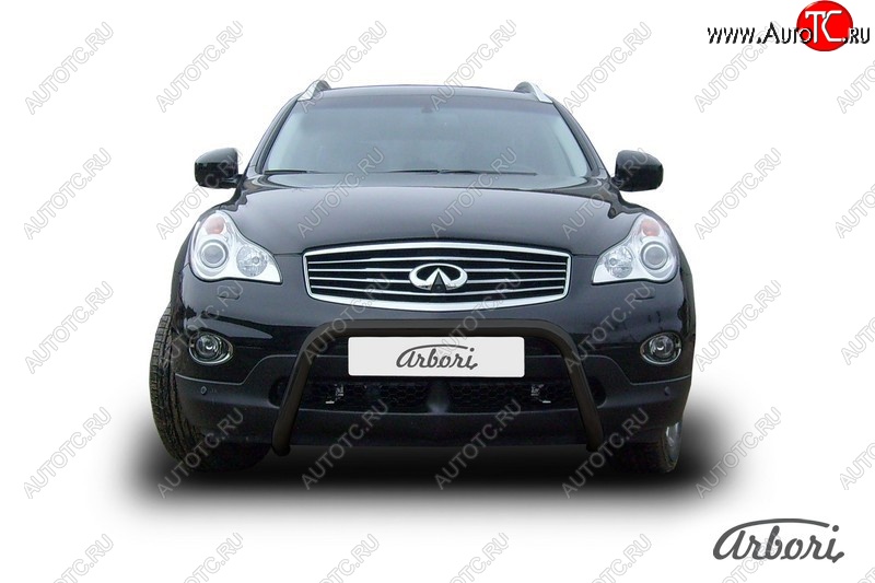 15 659 р. Защита переднего бампера Arbori (низкая, черная, 1 труба d57 mm). INFINITI EX35 J50 (2007-2013)  с доставкой в г. Майкоп