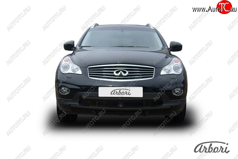 9 269 р. Защита переднего бампера Arbori (широкая, черная, 2 трубы d57 и 57 mm) INFINITI EX35 J50 (2007-2013)  с доставкой в г. Майкоп