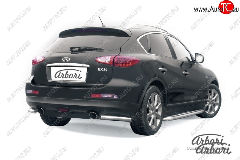 8 999 р. Защита заднего бампера Arbori (уголки, нержавейка, 1 труба d57 mm). INFINITI EX35 J50 (2007-2013)  с доставкой в г. Майкоп