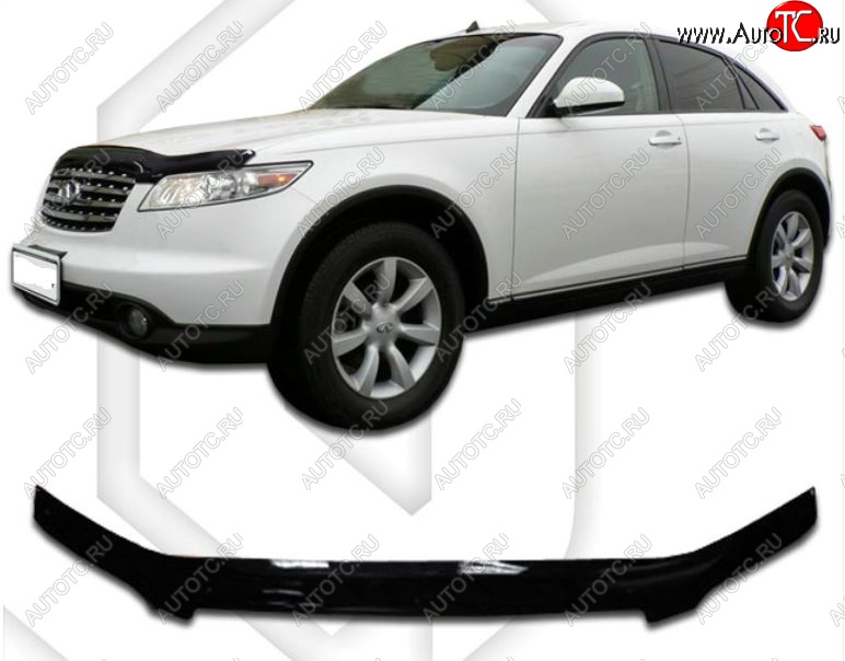 3 079 р. Дефлектор капота CA-Plastic INFINITI FX45 S50 рестайлинг (2005-2009) (Classic черный, Без надписи)  с доставкой в г. Майкоп