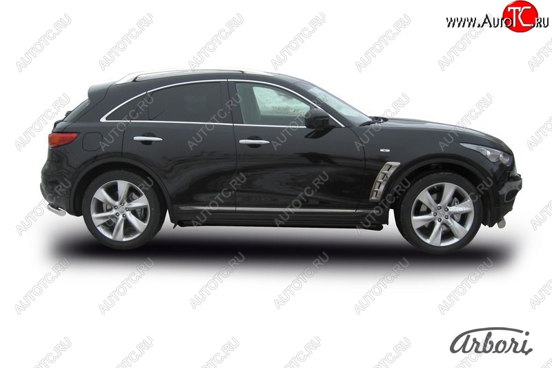 8 369 р. Защита штатных порогов Arbori (черная, d57 mm). INFINITI FX35 S51 дорестайлинг (2008-2011)  с доставкой в г. Майкоп