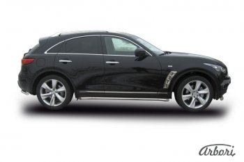 6 549 р. Защита штатных порогов Arbori (нержавейка, d57 mm). INFINITI FX35 S51 дорестайлинг (2008-2011)  с доставкой в г. Майкоп. Увеличить фотографию 2