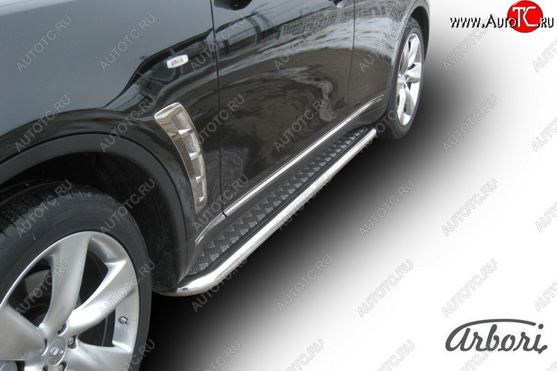20 519 р. Защита штатных порогов с листом Arbori (нержавейка, алюминий, d57) INFINITI FX35 S51 дорестайлинг (2008-2011)  с доставкой в г. Майкоп