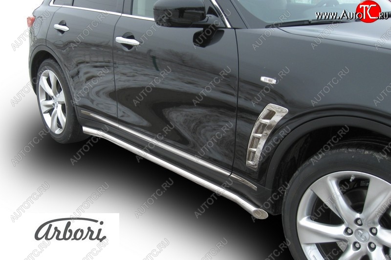 6 549 р. Защита штатных порогов Arbori (нержавейка, d57 mm). INFINITI FX35 S51 дорестайлинг (2008-2011)  с доставкой в г. Майкоп