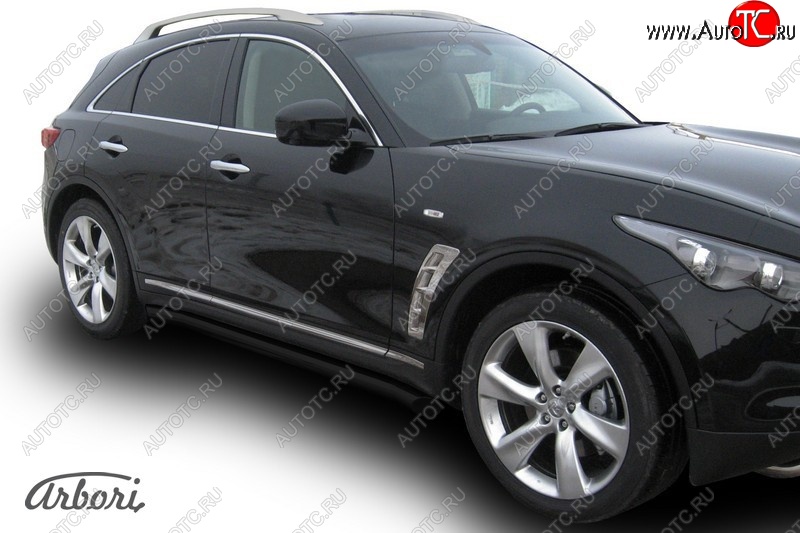 10 259 р. Защита штатных порогов Arbori (черная, d76 mm). INFINITI FX35 S51 дорестайлинг (2008-2011)  с доставкой в г. Майкоп