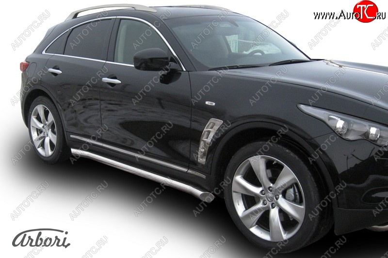 41 299 р. Защита штатных порогов Arbori (нержавейка, d76 mm). INFINITI FX35 S51 дорестайлинг (2008-2011)  с доставкой в г. Майкоп