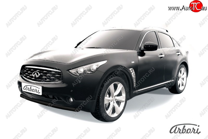 11 159 р. Защита переднего бампера Arbori (черная, 1 труба d76 mm). INFINITI FX35 S51 дорестайлинг (2008-2011)  с доставкой в г. Майкоп