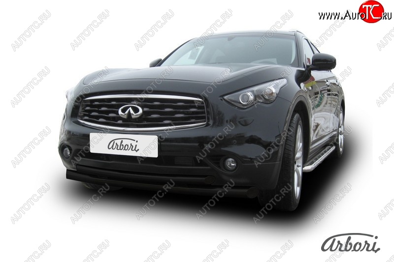 13 859 р. Защита переднего бампера Arbori (черная, 2 трубы d76 и 57 mm) INFINITI FX35 S51 дорестайлинг (2008-2011)  с доставкой в г. Майкоп