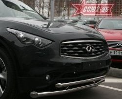 27 134 р. Защита переднего бампера двойная Souz-96 (d76/60) INFINITI FX35 S51 дорестайлинг (2008-2011)  с доставкой в г. Майкоп. Увеличить фотографию 2