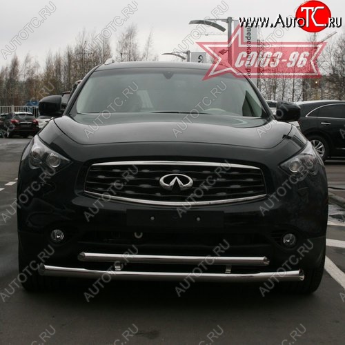 27 134 р. Защита переднего бампера двойная Souz-96 (d76/60) INFINITI FX35 S51 дорестайлинг (2008-2011)  с доставкой в г. Майкоп