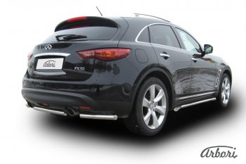 11 699 р. Защита заднего бампера Arbori (уголки, нержавейка, 1 труба d76 mm). INFINITI FX35 S51 дорестайлинг (2008-2011)  с доставкой в г. Майкоп. Увеличить фотографию 2
