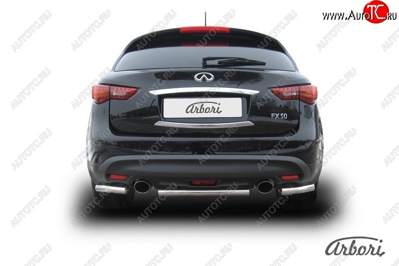 11 699 р. Защита заднего бампера Arbori (уголки, нержавейка, 1 труба d76 mm). INFINITI FX35 S51 дорестайлинг (2008-2011)  с доставкой в г. Майкоп