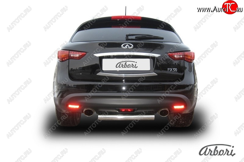 13 949 р. Защита заднего бампера Arbori (короткая, нержавейка, 1 труба d76 mm). INFINITI FX35 S51 дорестайлинг (2008-2011)  с доставкой в г. Майкоп