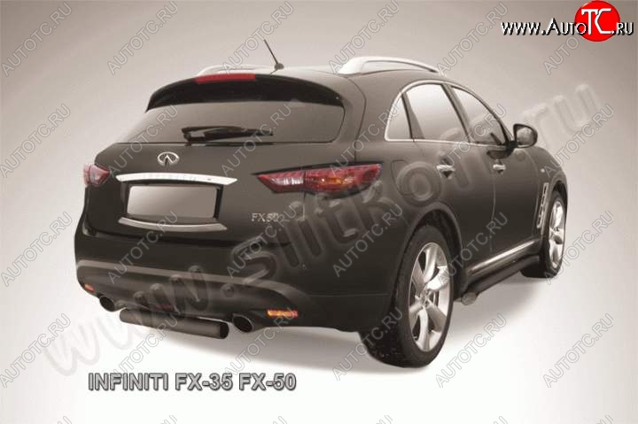 7 599 р. Защита заднего бампера из трубы d76 Slitkoff (короткая) INFINITI FX35 S51 дорестайлинг (2008-2011) (Цвет: серебристый)  с доставкой в г. Майкоп