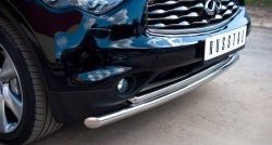 18 949 р. Защита переднего бампера (2 трубыØ63 и 42 мм, нержавейка) SLITKOFF INFINITI QX70 S51 (2013-2020)  с доставкой в г. Майкоп. Увеличить фотографию 2
