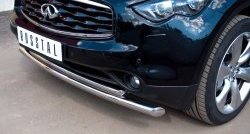 18 949 р. Защита переднего бампера (2 трубыØ63 и 42 мм, нержавейка) SLITKOFF INFINITI QX70 S51 (2013-2020)  с доставкой в г. Майкоп. Увеличить фотографию 3