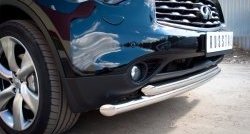 20 999 р. Защита переднего бампера (2 трубыØ63 мм, нержавейка) SLITKOFF INFINITI QX70 S51 (2013-2020)  с доставкой в г. Майкоп. Увеличить фотографию 3