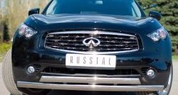 18 549 р. Защита переднего бампера (2 трубыØ75х42 мм, нержавейка) Russtal INFINITI QX70 S51 (2013-2020)  с доставкой в г. Майкоп. Увеличить фотографию 2