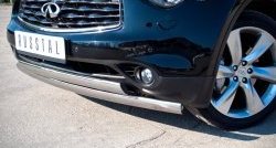 18 549 р. Защита переднего бампера (2 трубыØ75х42 мм, нержавейка) Russtal INFINITI QX70 S51 (2013-2020)  с доставкой в г. Майкоп. Увеличить фотографию 3
