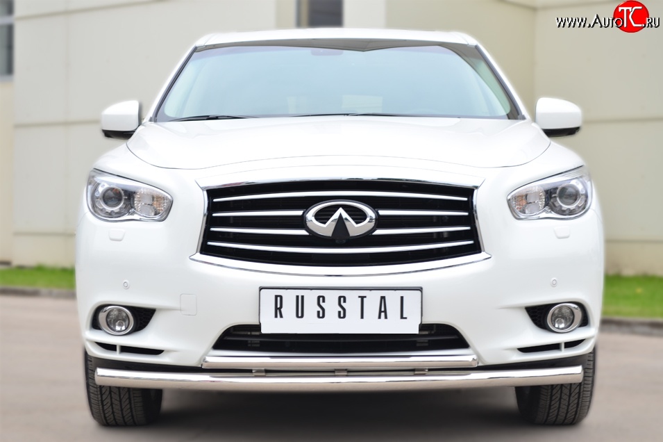 17 849 р. Защита переднего бампера (2 трубыØ63 и 42 мм, нержавейка) SLITKOFF  INFINITI JX35 (2012-2014)  с доставкой в г. Майкоп
