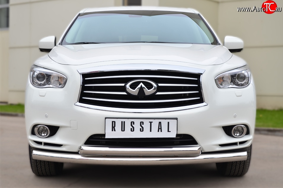 20 399 р. Защита переднего бампера (2 трубыØ76 и 63 мм, нержавейка) SLITKOFF  INFINITI JX35 (2012-2014)  с доставкой в г. Майкоп