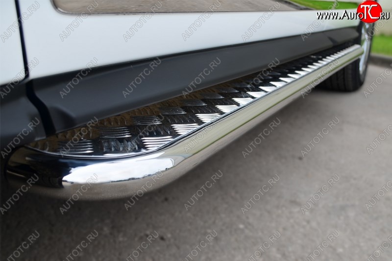 22 999 р. Порожки для ног (Ø42) SLITKOFF  INFINITI JX35 - QX60  L50 (лист - алюминий, профиль - сталь)  с доставкой в г. Майкоп