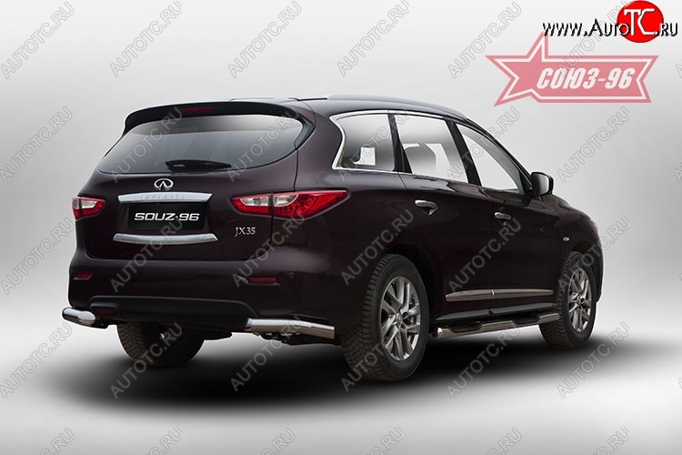 17 324 р. Защита заднего бампера из боковых уголков Souz-96 (d 76) INFINITI QX60 L50 дорестайлинг (2013-2016)  с доставкой в г. Майкоп