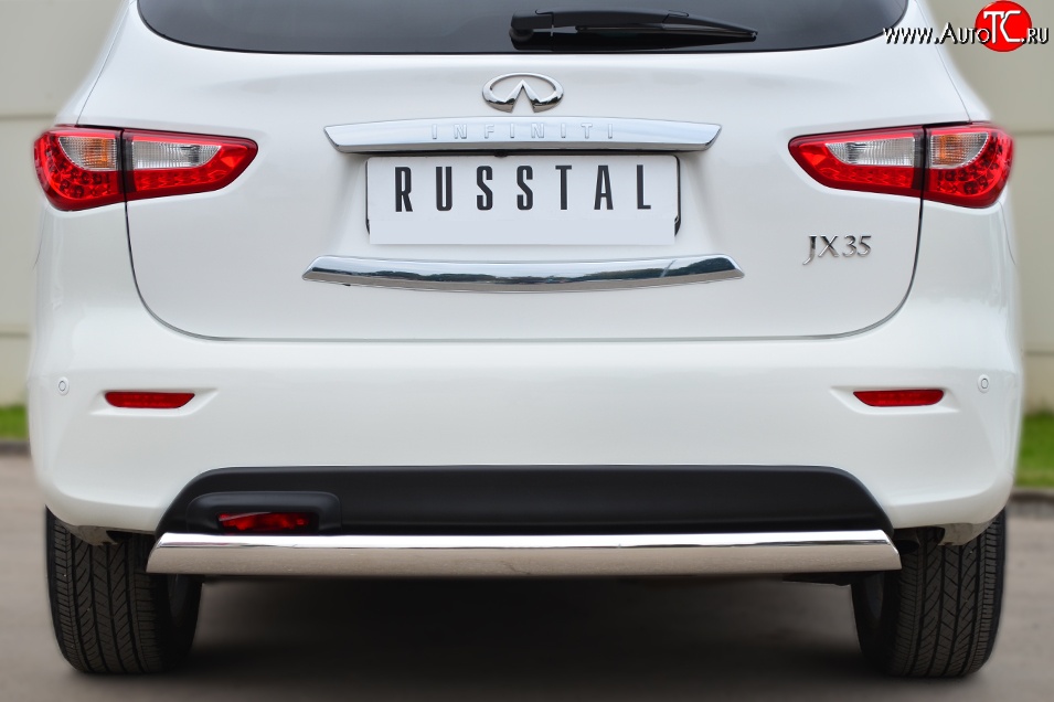 11 599 р. Защита заднего бампера (Ø75x42 мм, нержавейка) Russtal INFINITI JX35 (2012-2014)  с доставкой в г. Майкоп