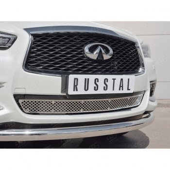 4 849 р. Решетка радиатора Russtal лист (нерж) INFINITI QX60 L50 рестайлинг (2016-2021) (Неокрашенная)  с доставкой в г. Майкоп. Увеличить фотографию 2