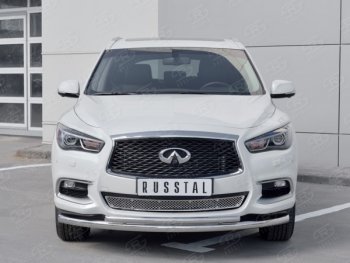 20 649 р. Защита переднего бампера (2 трубыØ63 и 42 мм, нержавейка) SLITKOFF  INFINITI QX60  L50 (2016-2021) рестайлинг  с доставкой в г. Майкоп. Увеличить фотографию 2