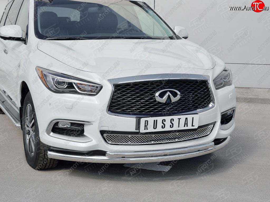 20 649 р. Защита переднего бампера (2 трубыØ63 и 42 мм, нержавейка) SLITKOFF  INFINITI QX60  L50 (2016-2021) рестайлинг  с доставкой в г. Майкоп