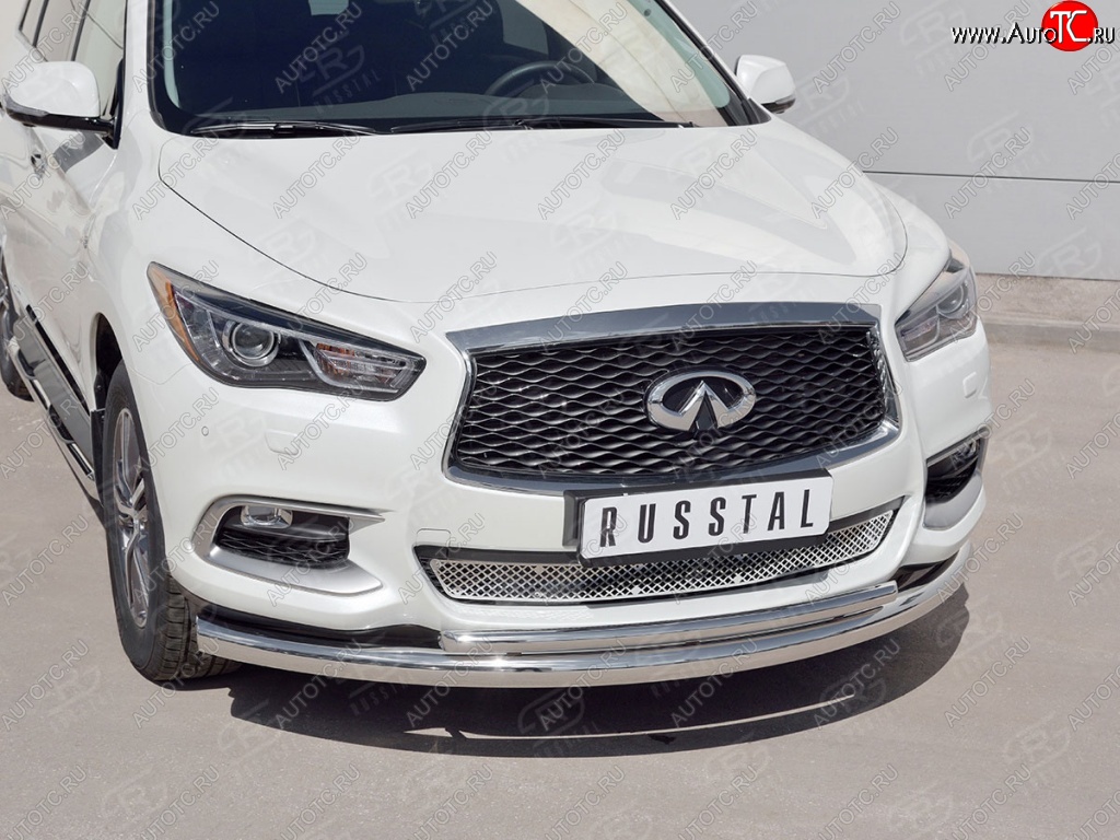 20 999 р. Защита заднего бампера (Ø76 и 42 мм, нержавейка) SLITKOFF INFINITI QX60 L50 рестайлинг (2016-2021)  с доставкой в г. Майкоп