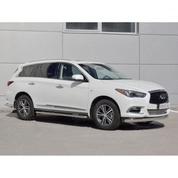 13 999 р. Защита переднего бампера (Ø75х42 мм, нержавейка) Russtal INFINITI QX60 L50 рестайлинг (2016-2021)  с доставкой в г. Майкоп. Увеличить фотографию 3
