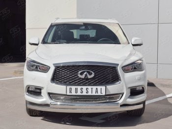 17 999 р. Защита переднего бампера (2 трубыØ63 и 75х42 мм, нержавейка) Russtal INFINITI QX60 L50 рестайлинг (2016-2021)  с доставкой в г. Майкоп. Увеличить фотографию 3