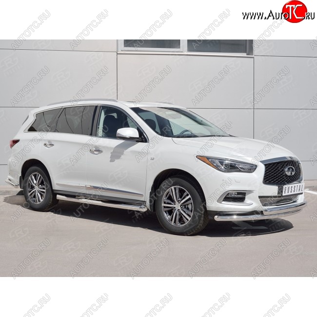 17 999 р. Защита переднего бампера (2 трубыØ63 и 75х42 мм, нержавейка) Russtal INFINITI QX60 L50 рестайлинг (2016-2021)  с доставкой в г. Майкоп