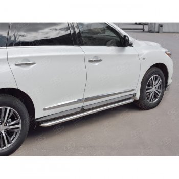 Широкая защита порогов с трубой диаметром 42 мм SLITKOFF v1 INFINITI QX60  L50 (2016-2021) рестайлинг