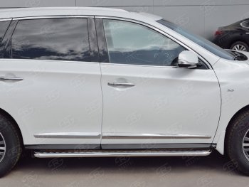 22 999 р. Широкая защита порогов с трубой диаметром 42 мм SLITKOFF v2 INFINITI QX60 L50 рестайлинг (2016-2021)  с доставкой в г. Майкоп. Увеличить фотографию 2