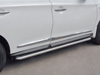 Широкая защита порогов с трубой диаметром 42 мм SLITKOFF v2 INFINITI QX60  L50 (2016-2021) рестайлинг