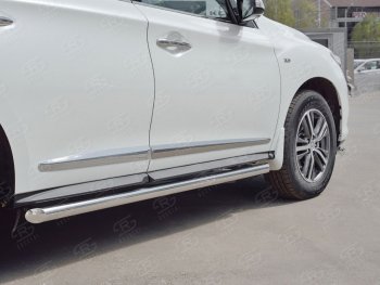 Защита порогов (Ø63 мм) SLITKOFF INFINITI QX60 L50 рестайлинг (2016-2021) (срез на торцах 45°)